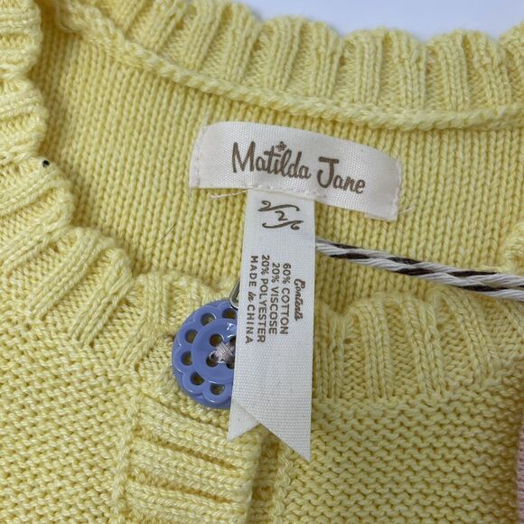Matilda Jane Size 2 Yellow Meringue Cardigan Girls Enchanted Garden Bow Sweater - Picture 2 of 5